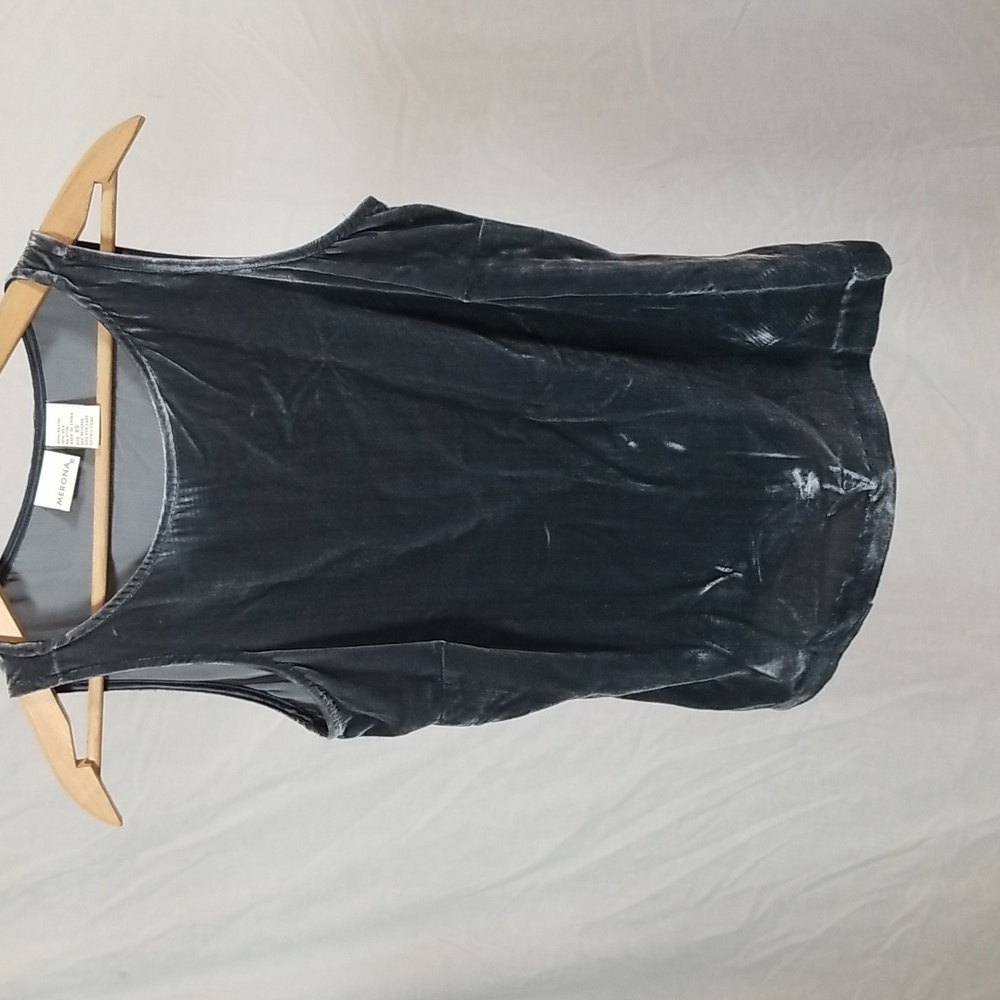 Faux velvet grey tank top